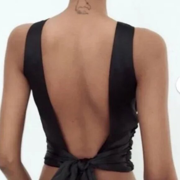 Zara OPEN BACK SATIN EFFECT TOP - Picture 7 of 7